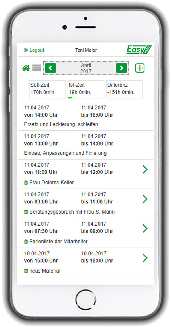 Arbeitszeit erfassen auf dem Smartphone